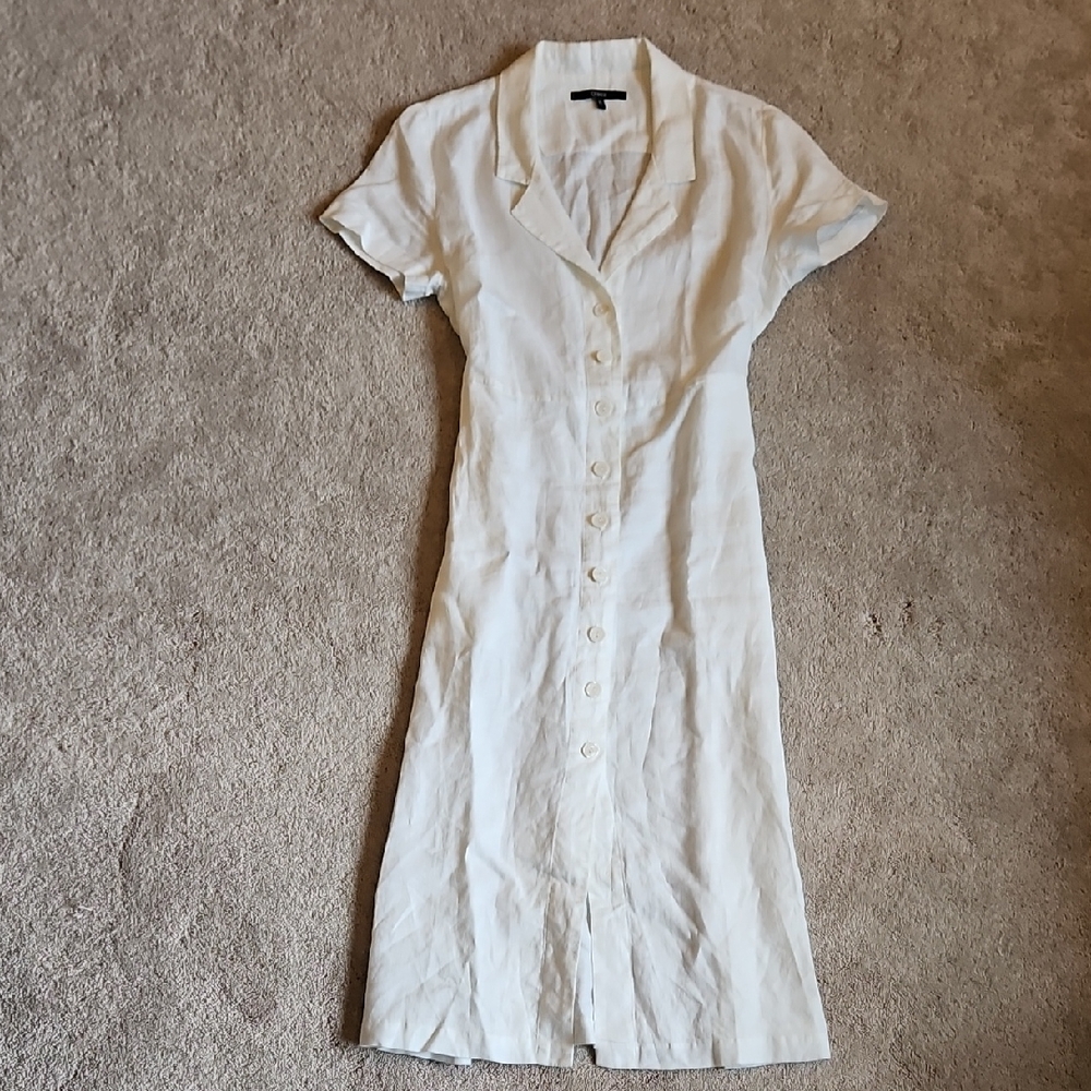 Quince Cream Button-Front Midi Dress